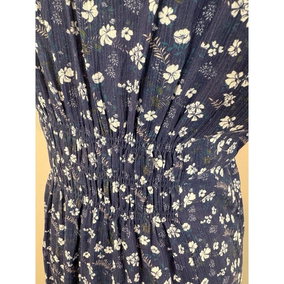 Sojourn Blue Floral Maxi Dress Women’s Sz S Short Sleeve V Neck Elastic Waist - Picture 7 of 12